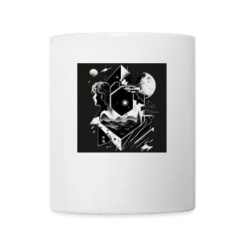 science fiction scene paysage n&b - Mug blanc - blanc - Devant