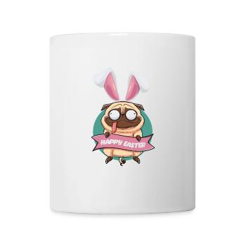 Frohe Ostern - Mops mit Hasenohren - Tasse - Weiß - Vorne
