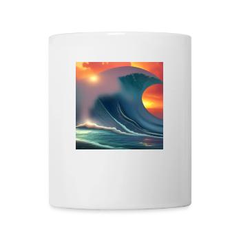 big wave at sunset - Mug - white - Front