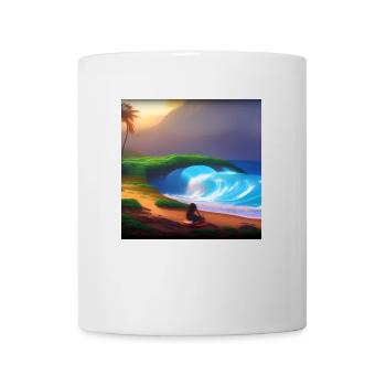 Vague épique sur la plage - Mug blanc - blanc - Devant