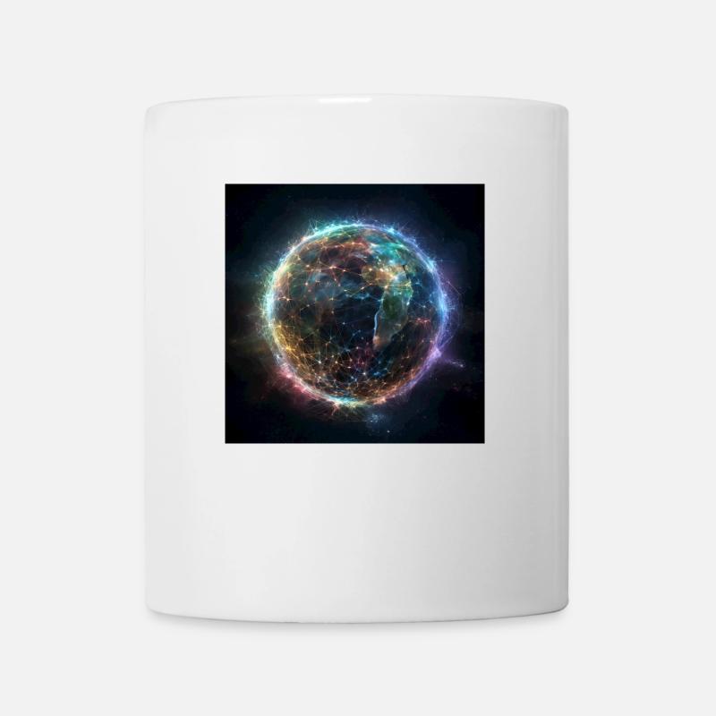 La Terre enveloppée dans un réseau - Mug blanc - blanc