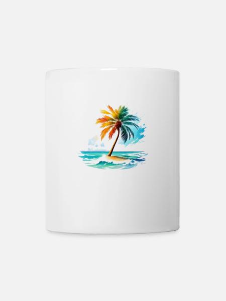 Tropische Insel mit Palme - Tasse - Weiß