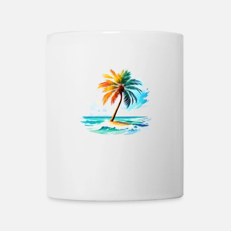 Île tropicale avec palmier - Mug blanc - blanc