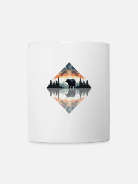 Abstrakter Bär in den Bergen - Tasse - Weiß