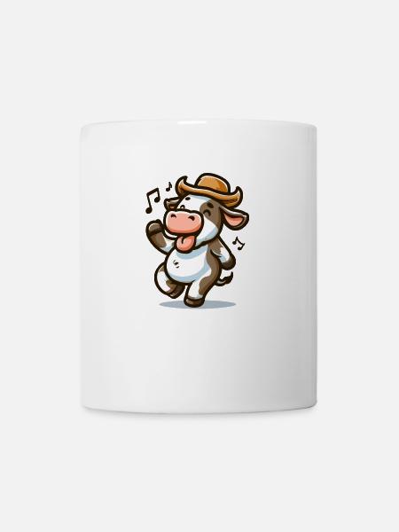 Vache dansante heureuse avec un chapeau de Cowboy - Mug blanc - blanc