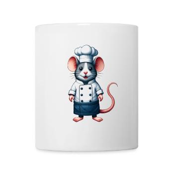 Karikatur Ratte Maus Outfit Koch Küche - Tasse - Weiß - Vorne
