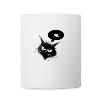 Cat says no. Funny Cartoon black cat T-Shirt - Mug - white - Front