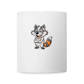Mischievous Raccoon with a Sly Grin Cartoon Art - Mug - white - Front