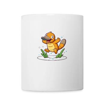 Ornithorynque fantaisiste gambadant dans un étang - Mug blanc - blanc - Devant