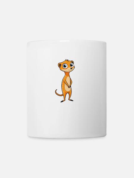 Erschrockene Erdmännchen-Cartoon-Illustration - - Tasse - Weiß