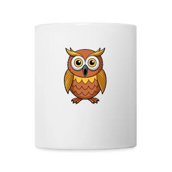 Startled Owl: Wide-Eyed Nighttime Visitor - Mug - white - Front