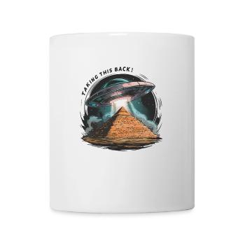 Vol extraterrestre : OVNI récupère sa pyramide - Mug blanc - blanc - Devant