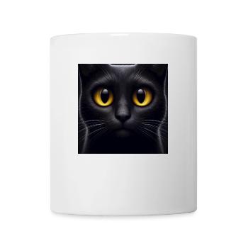 Cute black cat with big yellow eyes - Mug - white - Front