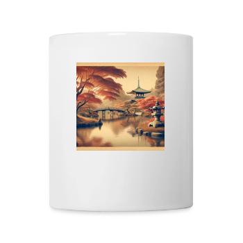 Japan Vintage Teich Abend - Tasse - Weiß - Vorne