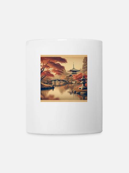Japan Vintage Pond Evening - Mug - white