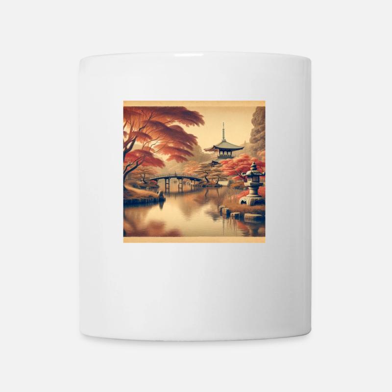 Japan Vintage Pond Evening - Mug - white