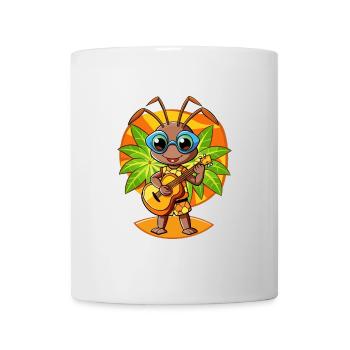 Lustige Ameise Cartoon Sommer Strand Sonnenbrille Gitarre - Tasse - Weiß - Vorne