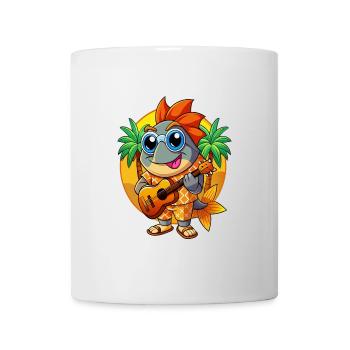 Drôle Poisson Dessin Animé Plage D’été Lunettes De Soleil Guitare - Mug blanc - blanc - Devant