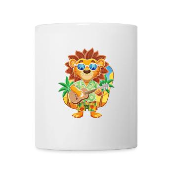 Funny Lion Cartoon Summer Beach Sunglasses Guitar - Mug - white - Front