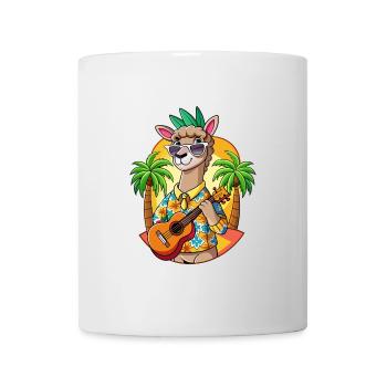 Funny Llama Cartoon Summer Beach Sunglasses Guitar - Mug - white - Front