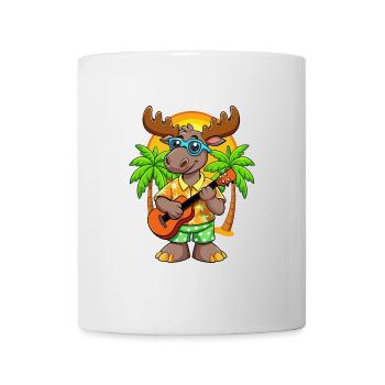 Lustige Elch Cartoon Sommer Strand Sonnenbrille Gitarre - Tasse - Weiß - Vorne