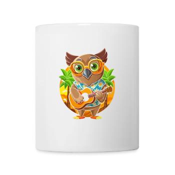 Drôle Hibou Dessin Animé Plage D’été Lunettes De Soleil Guitare - Mug blanc - blanc - Devant