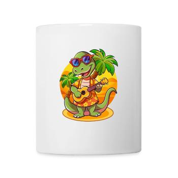 Lustige Schlange Cartoon Sommer Strand Sonnenbrille Gitarre - Tasse - Weiß - Vorne