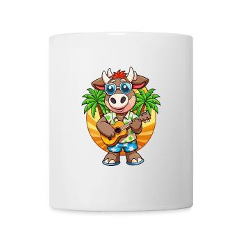 Lustige Kuh Cartoon Sommer Strand Sonnenbrille Gitarre - Tasse - Weiß - Vorne