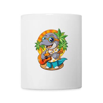 Lustige Delphin Cartoon Sommer Strand Sonnenbrille - Tasse - Weiß - Vorne