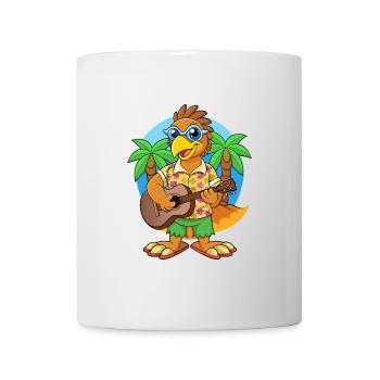 Lustige Falke Cartoon Sommer Strand Sonnenbrille Gitarre - Tasse - Weiß - Vorne