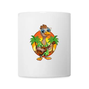 Drôle d’autruche dessin animé plage d’été lunettes de soleil - Mug blanc - blanc - Devant