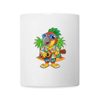 Lustige Papageien-Cartoon-Sommer-Strand-Sonnenbrille - Tasse - Weiß - Vorne