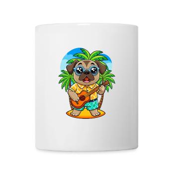 Funny Pug Dog Cartoon Summer Beach Sunglasses - Mug - white - Front