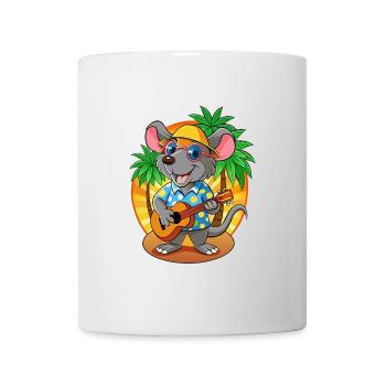 Lustige Ratte Cartoon Sommer Strand Sonnenbrille Gitarre - Tasse - Weiß - Vorne