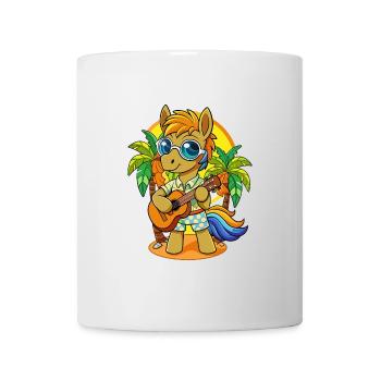 Funny Pony Cartoon Summer Beach Sunglasses Guitar - Mug - white - Front