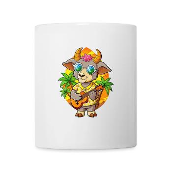 Funny Goat Cartoon Summer Beach Lunettes de soleil Guitare - Mug blanc - blanc - Devant