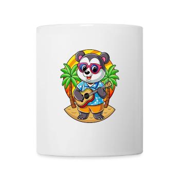 Lustige Panda Cartoon Sommer Strand Sonnenbrille Gitarre - Tasse - Weiß - Vorne