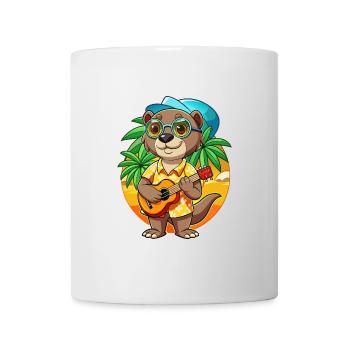 Lustige Otter Cartoon Sommer Strand Sonnenbrille Gitarre - Tasse - Weiß - Vorne
