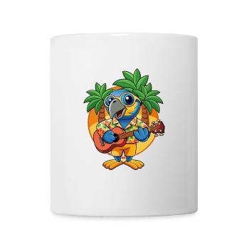 Lustige Papageien-Cartoon-Sommer-Strand-Sonnenbrille - Tasse - Weiß - Vorne