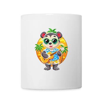 Lustige Panda Cartoon Sommer Strand Sonnenbrille Gitarre - Tasse - Weiß - Vorne