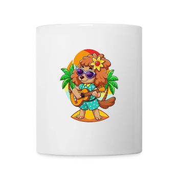 Drôle Caniche Chien Dessin Animé Plage D’été Lunettes De Soleil - Mug blanc - blanc - Devant