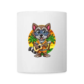 Lustige Waschbär Cartoon Sommer Strand Sonnenbrille - Tasse - Weiß - Vorne