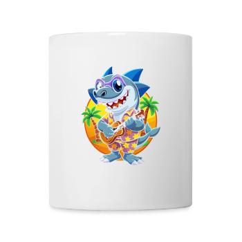 Lustige Hai Cartoon Sommer Strand Sonnenbrille Gitarre - Tasse - Weiß - Vorne