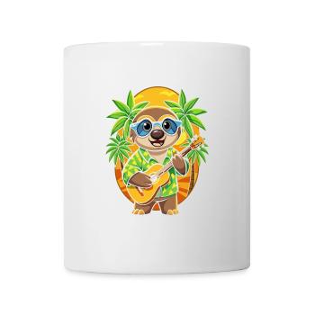 Funny Sloth Cartoon Summer Beach Sunglasses Guitar - Mug - white - Front