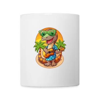 Lustige Schlange Cartoon Sommer Strand Sonnenbrille Gitarre - Tasse - Weiß - Vorne