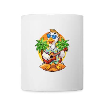Drôle Cygne Dessin Animé Plage D’été Lunettes De Soleil Guitare - Mug blanc - blanc - Devant