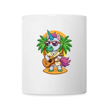 Lustige Einhorn Cartoon Sommer Strand Sonnenbrille - Tasse - Weiß - Vorne