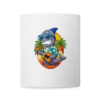 Funny Whale Cartoon Summer Beach Sunglasses Guitar - Mug - white - Front