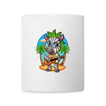 Lustige Zebra Cartoon Sommer Strand Sonnenbrille Gitarre - Tasse - Weiß - Vorne
