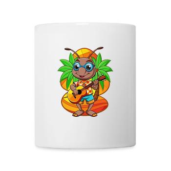 Drôle De Fourmi Dessin Animé Plage D’été Lunettes De Soleil Guitare - Mug blanc - blanc - Devant